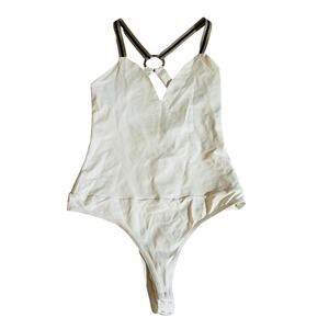 Studio F V Neck Plunge Cross Back Bodysuit Size XS NEW